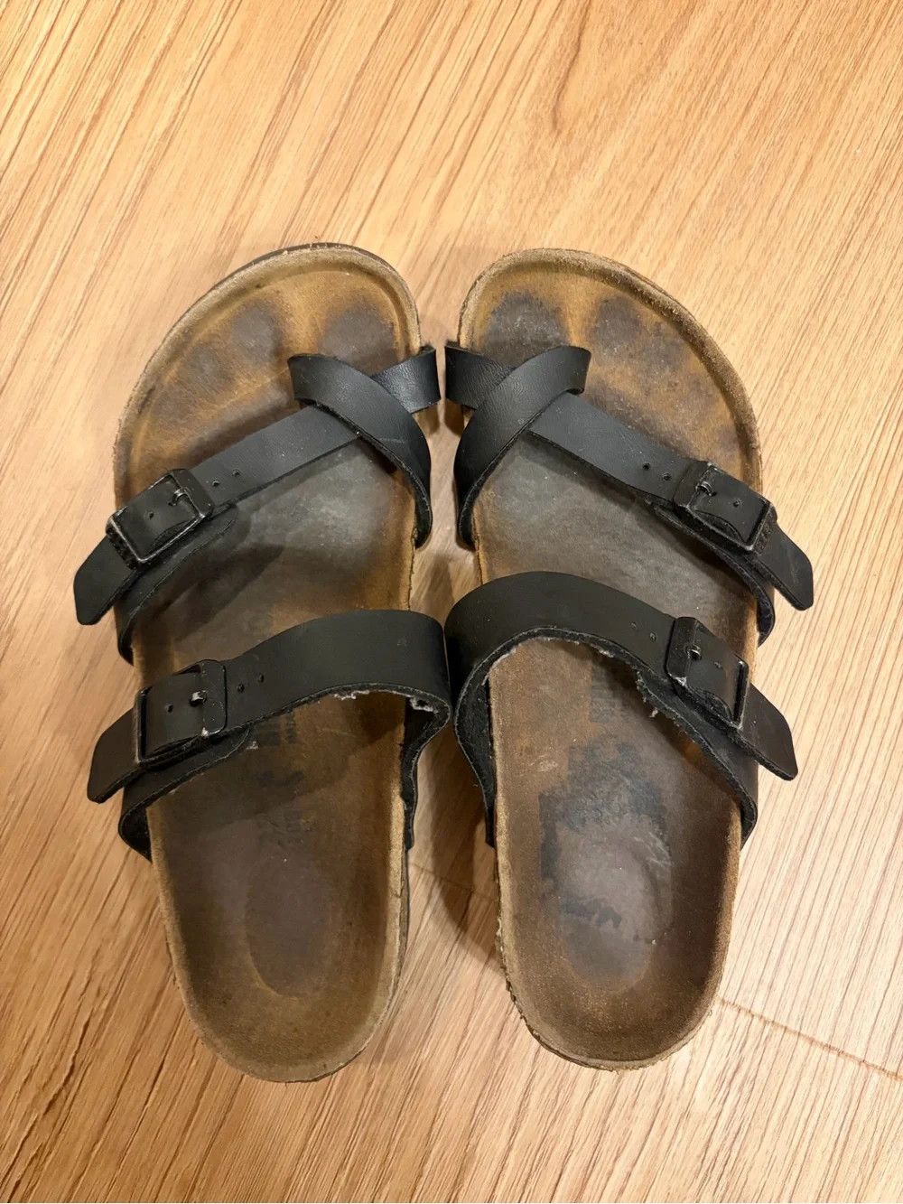 Birkenstock Kids Black Leather Buckle Sandals